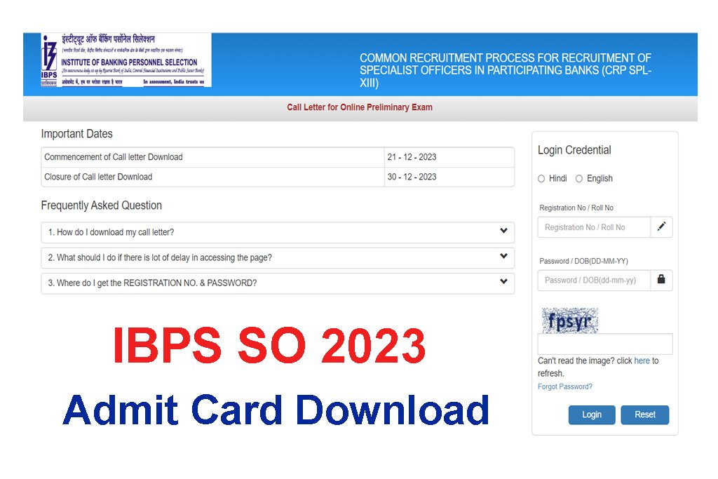 IBPS SO Admit Card 2023