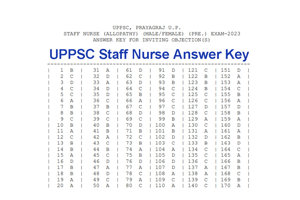 UPPSC Staff Nurse Answer Key 2023