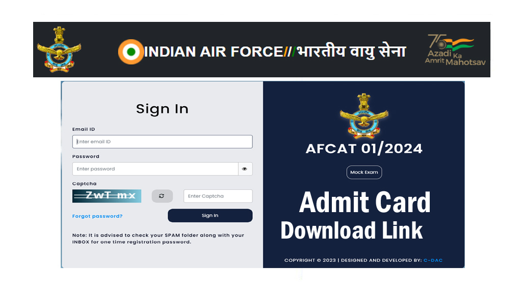 Air Force AFCAT Admit Card 2024