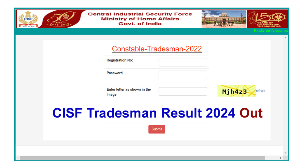 CISF Tradesman Result 2024