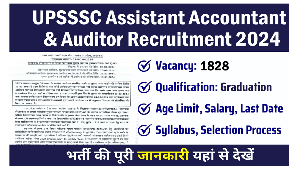 UPSSSC Assistant Accountant And Auditor Recruitment 2024