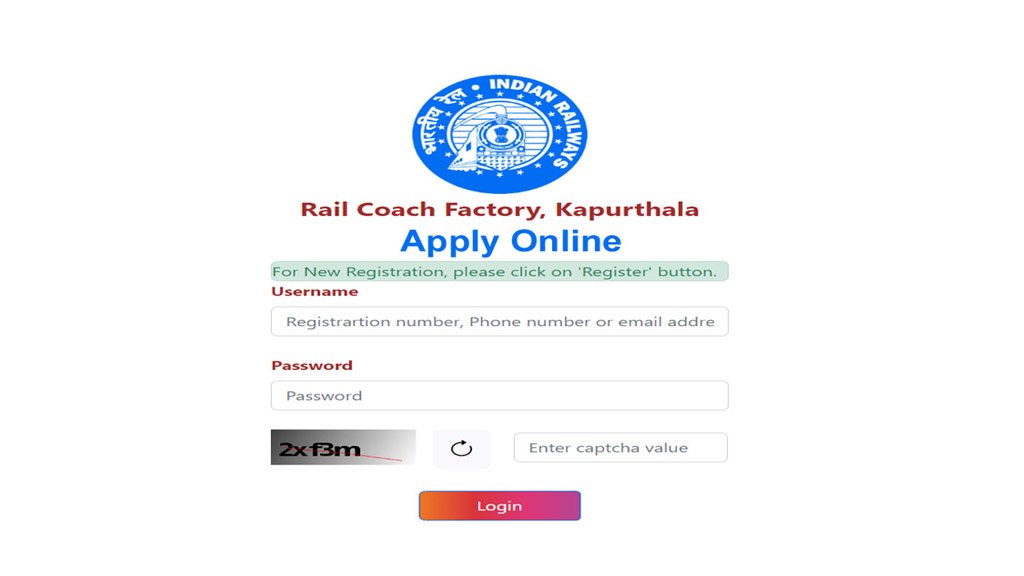 Rail Coach Factory RCF Apprentice Online Form 2024