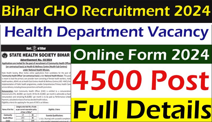Bihar Health Department CHO Recruitment 2024