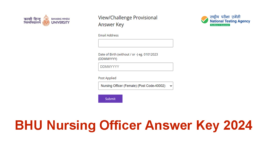 BHU Nursing Officer Answer Key 2024