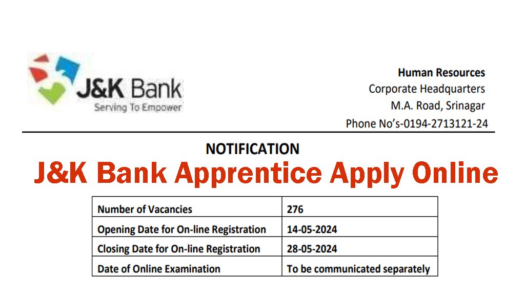 JK Bank Apprentice Online Form 2024