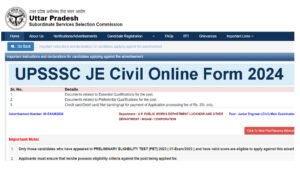 UPSSSC JE Civil Online Form 2024
