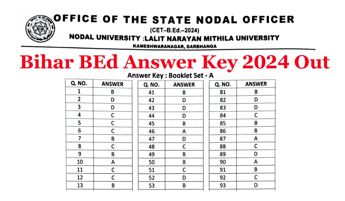 Bihar BEd Answer Key 2024