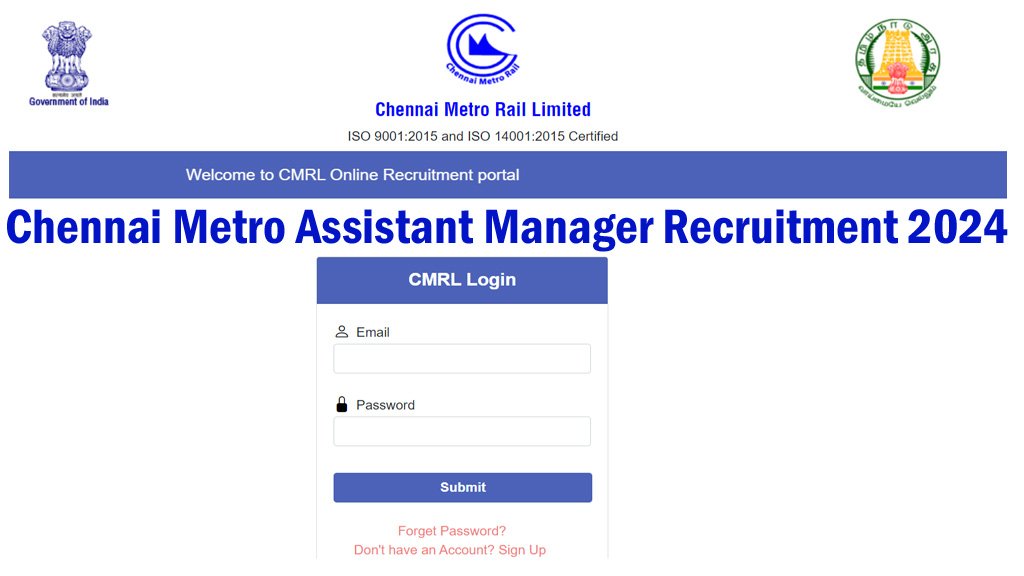 Chennai Metro Assistant Manager Recruitment 2024