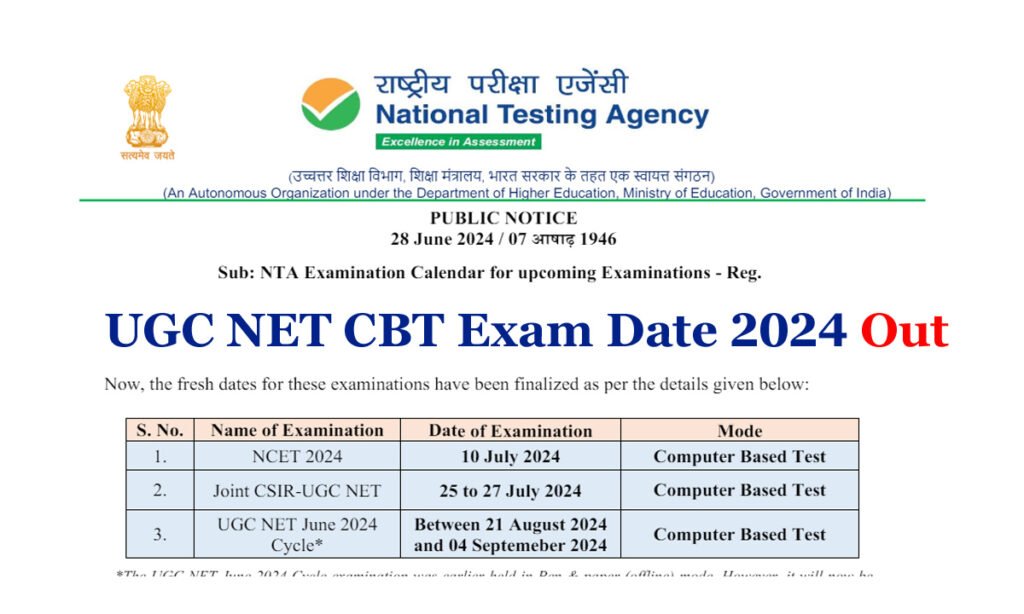 UGC NET CBT Exam Date 2024