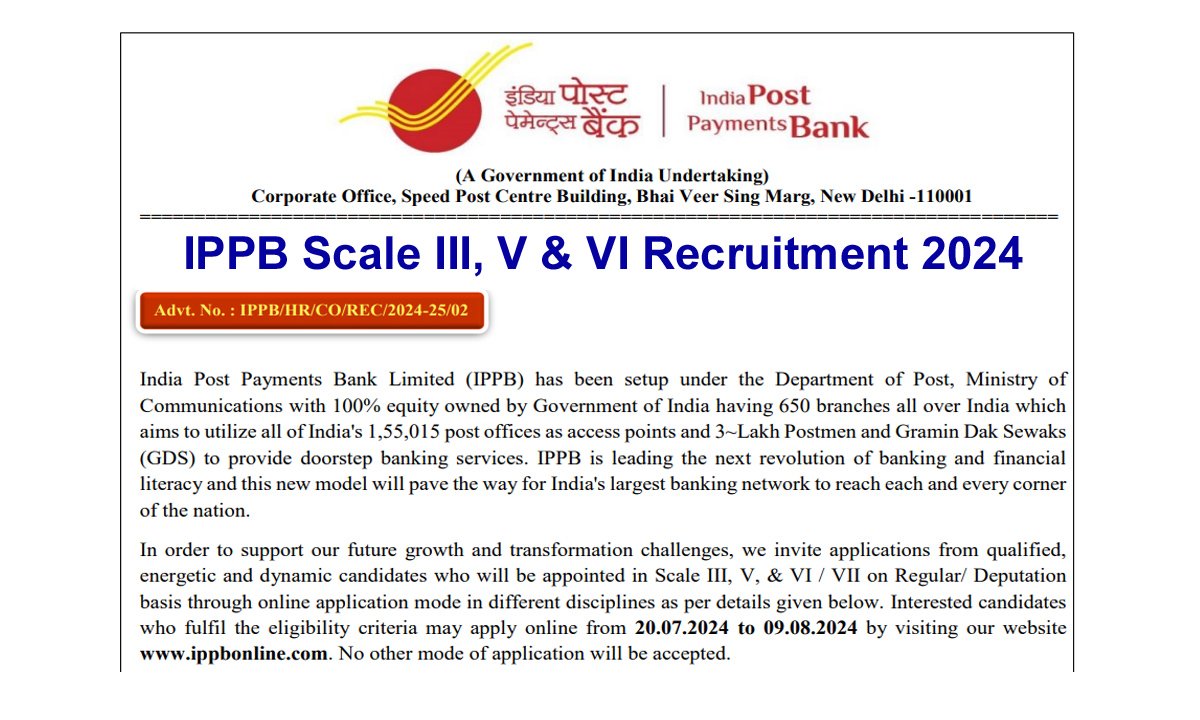 IPPB Scale Recruitment 2024