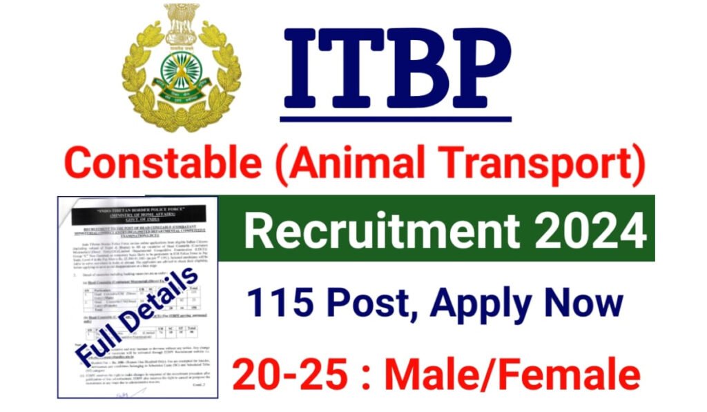 ITBP Constable Animal Transport Recruitment 2024