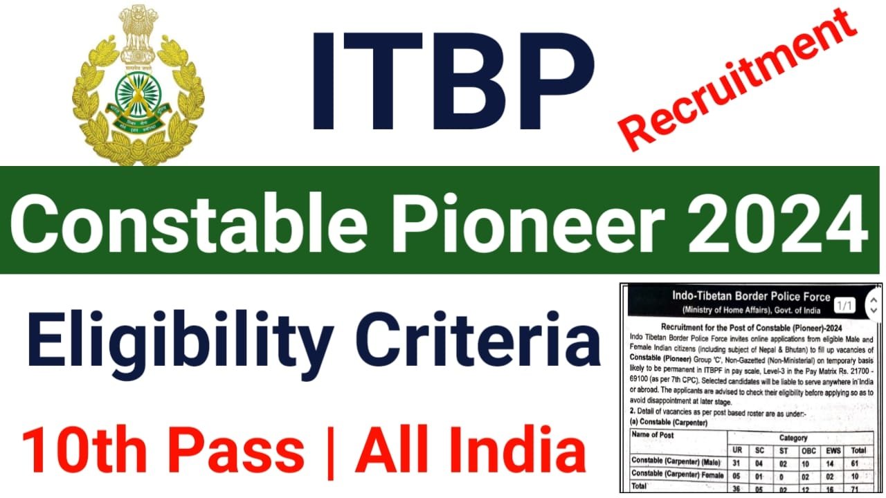 ITBP Constable Pioneer Recruitment 2024