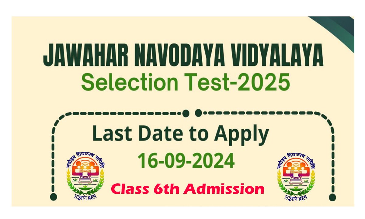 Navodaya Vidyalaya Class 6th Admission 2025 JNVST Notification ...