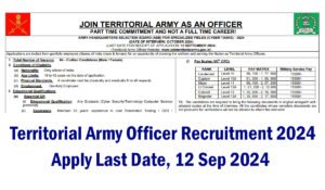 Territorial Army Officer Recruitment 2024