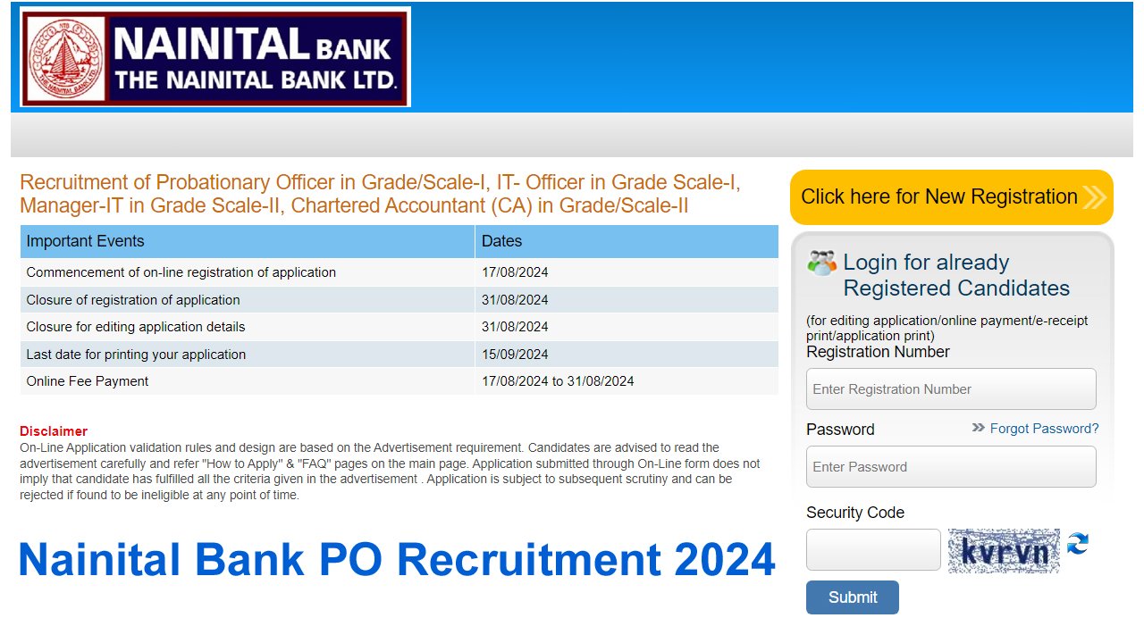 Nainital Bank PO Recruitment 2024