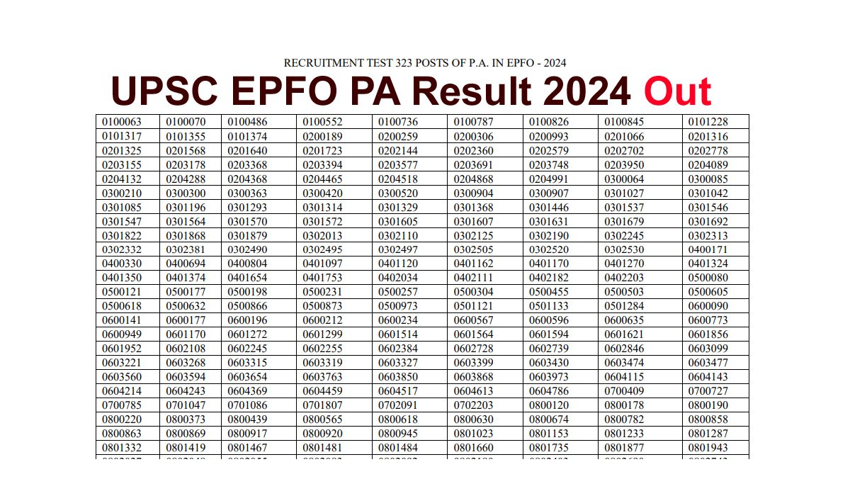 UPSC EPFO PA Result 2024