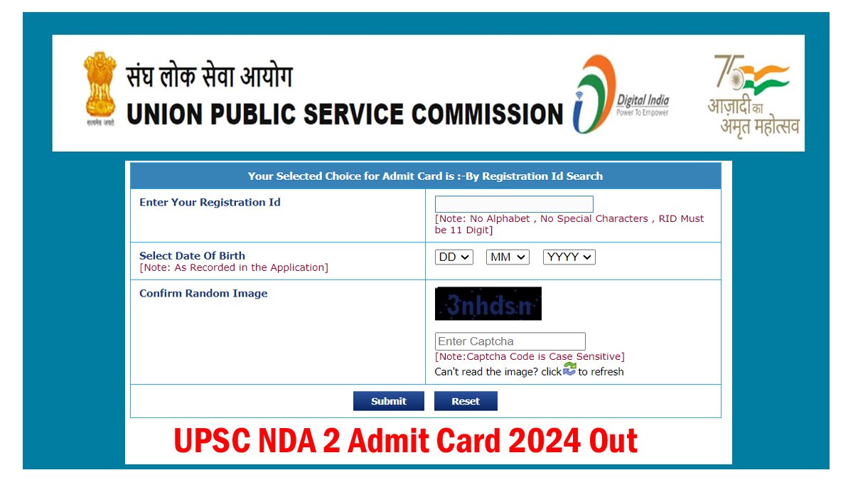 UPSC NDA 2 Admit Card 2024