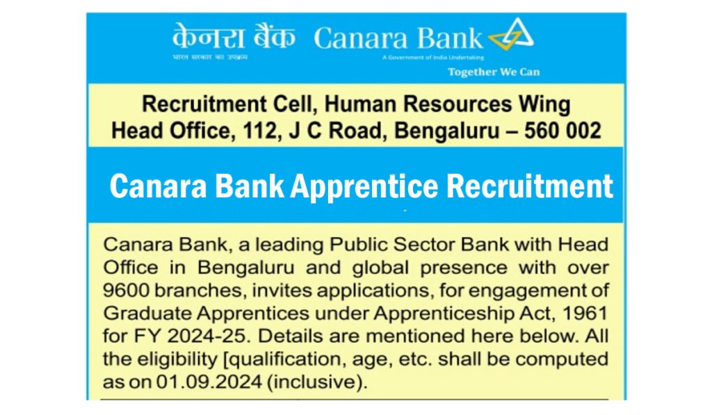 Canara Bank Apprentice Recruitment 2024