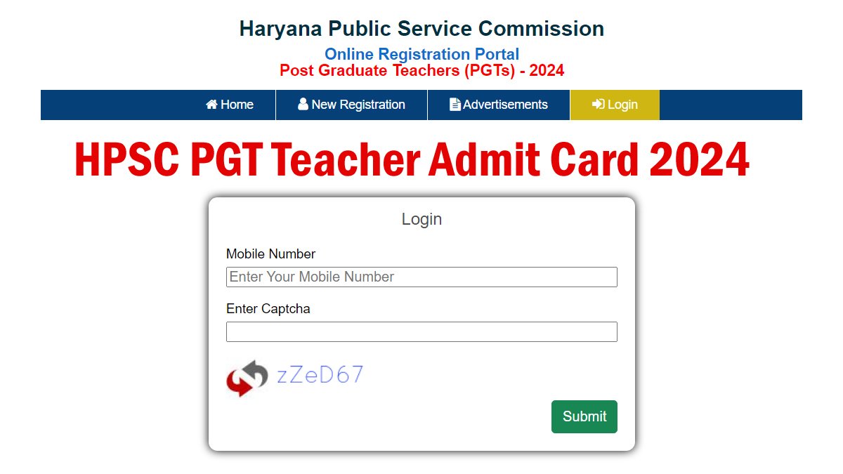 Haryana HPSC PGT Admit Card 2024