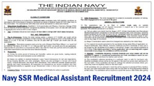 Indian Navy SSR Medical Assistant Recruitment 2024