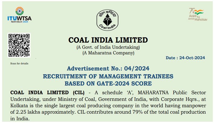 Coal India MT Recruitment 2024