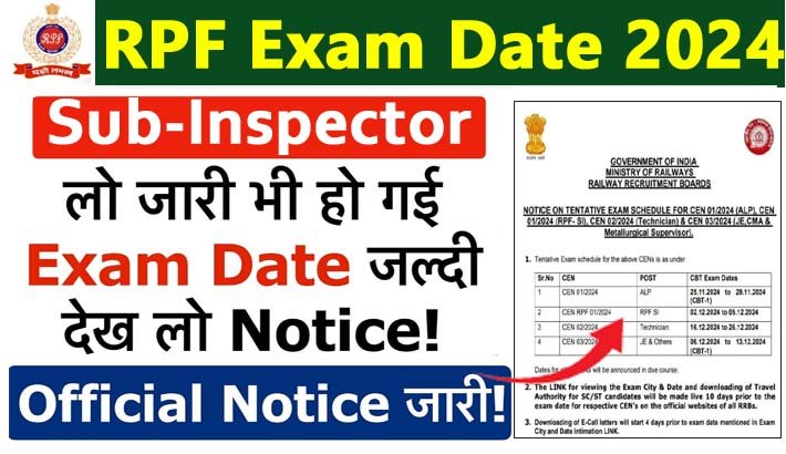 RPF SI Exam Date 2024