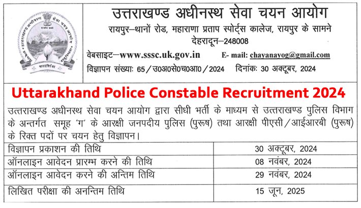 Uttarakhand Police Constable Recruitment 2024