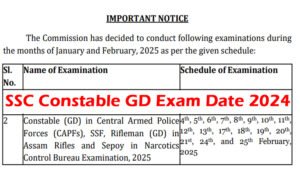 SSC Constable GD Exam Date 2024