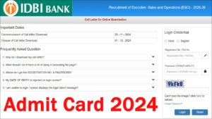 IDBI Bank ESO Admit Card 2024