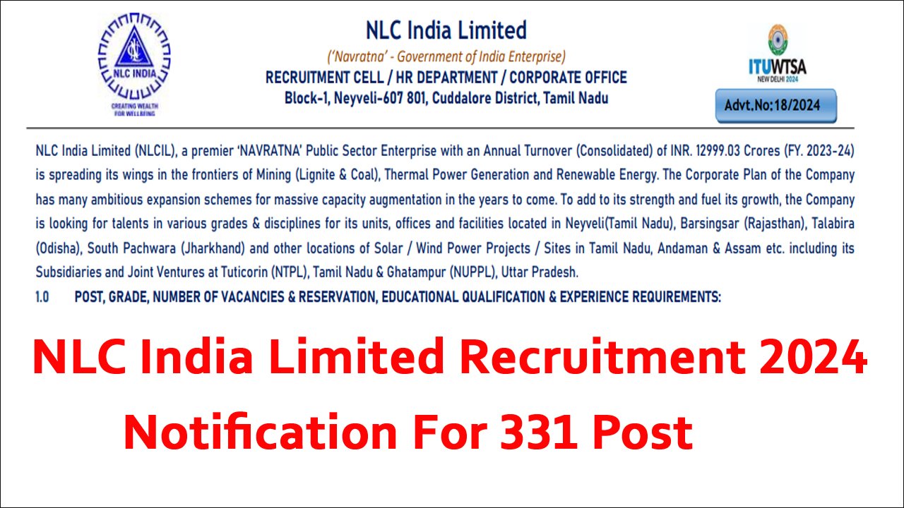 NLC India Limited Recruitment 2024