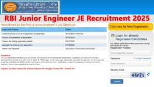 RBI Junior Engineer JE Recruitment 2025