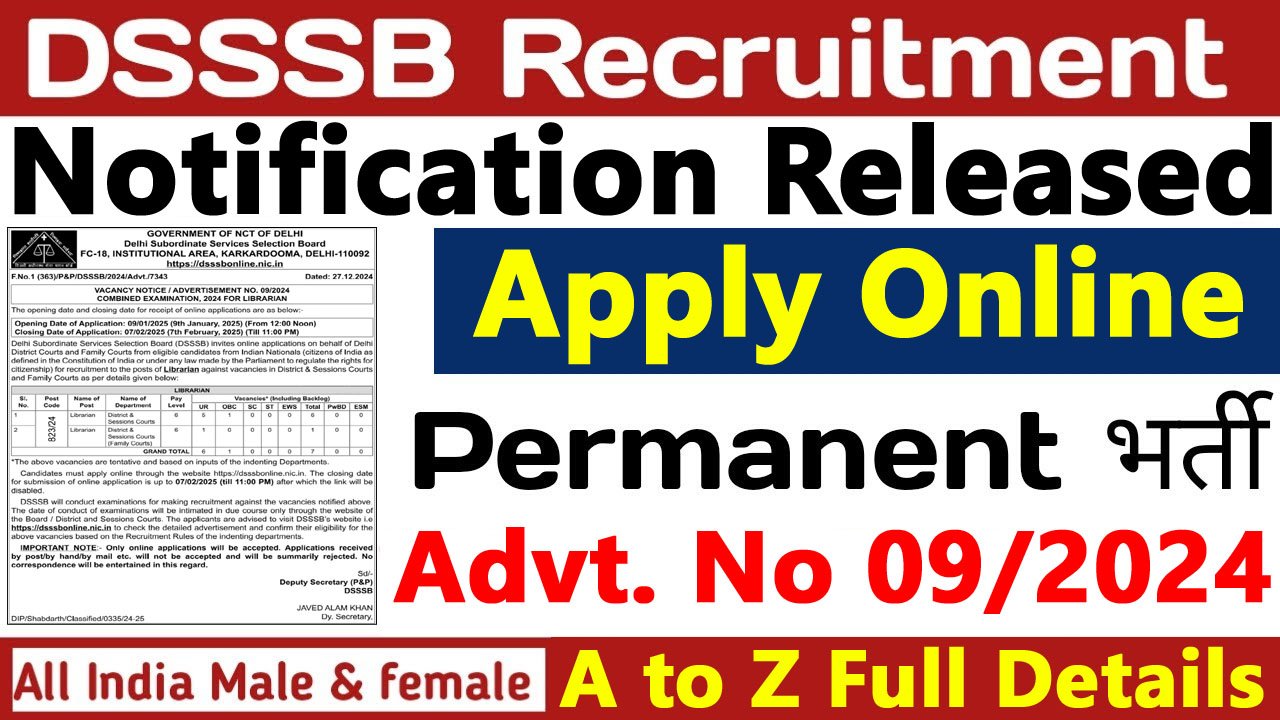 DSSSB Librarian Recruitment 2025