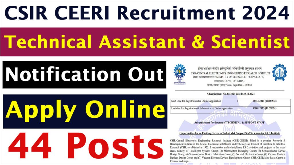 CSIR CEERI Recruitment 2024-25