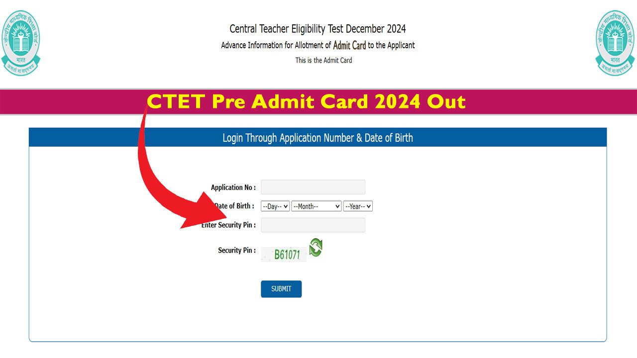 CTET Pre Admit Card 2024