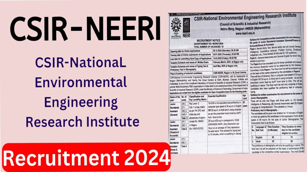 CSIR NEERI Recruitment 2024-25