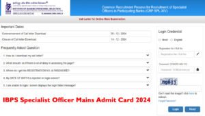 IBPS Specialist Officer Admit Card 2024 For Mains Hall Ticket, How to Download IBPS Specialist Officer Admit Card 2024