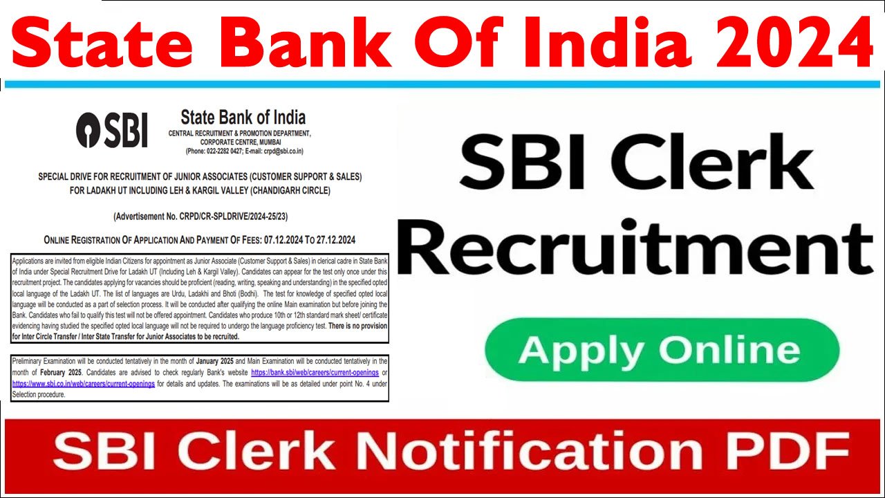 SBI Clerk Recruitment 2024-25