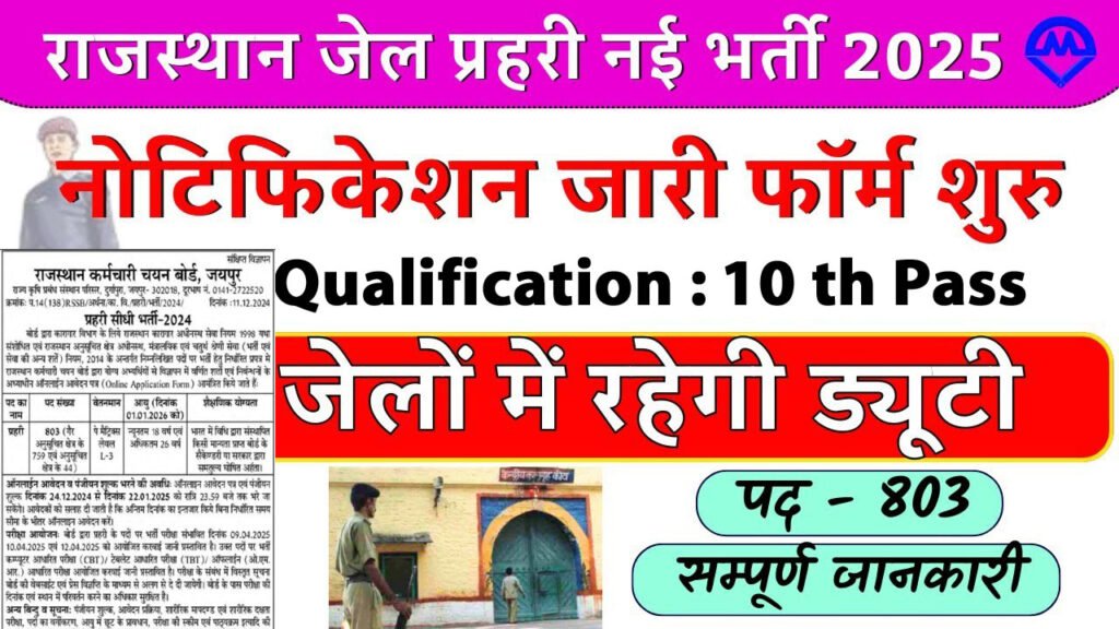 RSMSSB Rajasthan Jail Prahari Recruitment 2024-25