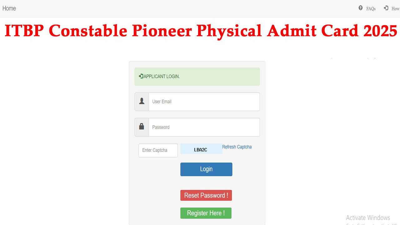 ITBP Constable Pioneer Physical Admit Card 2025