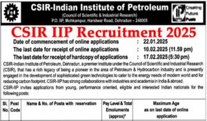 CSIR IIP Recruitment 2025 For JSA and Jr Steno Notification Out, Apply Online CSIR IIP Recruitment 2025