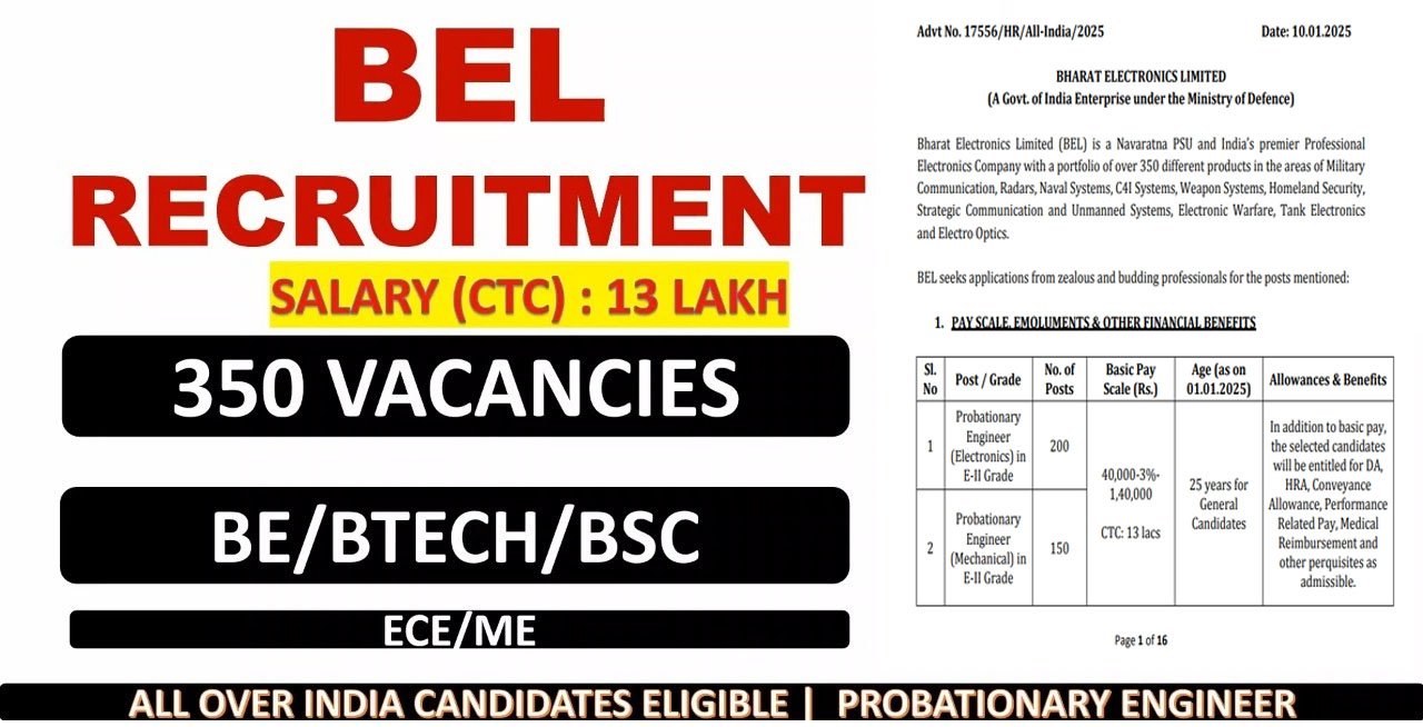 BEL Probationary Engineer Recruitment 2025