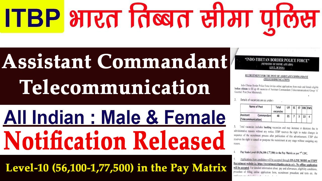 ITBP Assistant Commandant Telecom Recruitment 2025