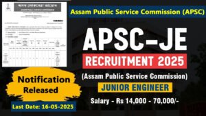 APSC Junior Engineer Recruitment 2025