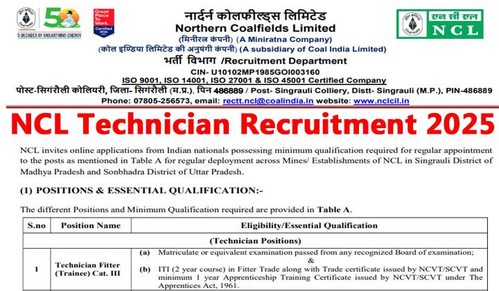 NCL Technician Recruitment 2025