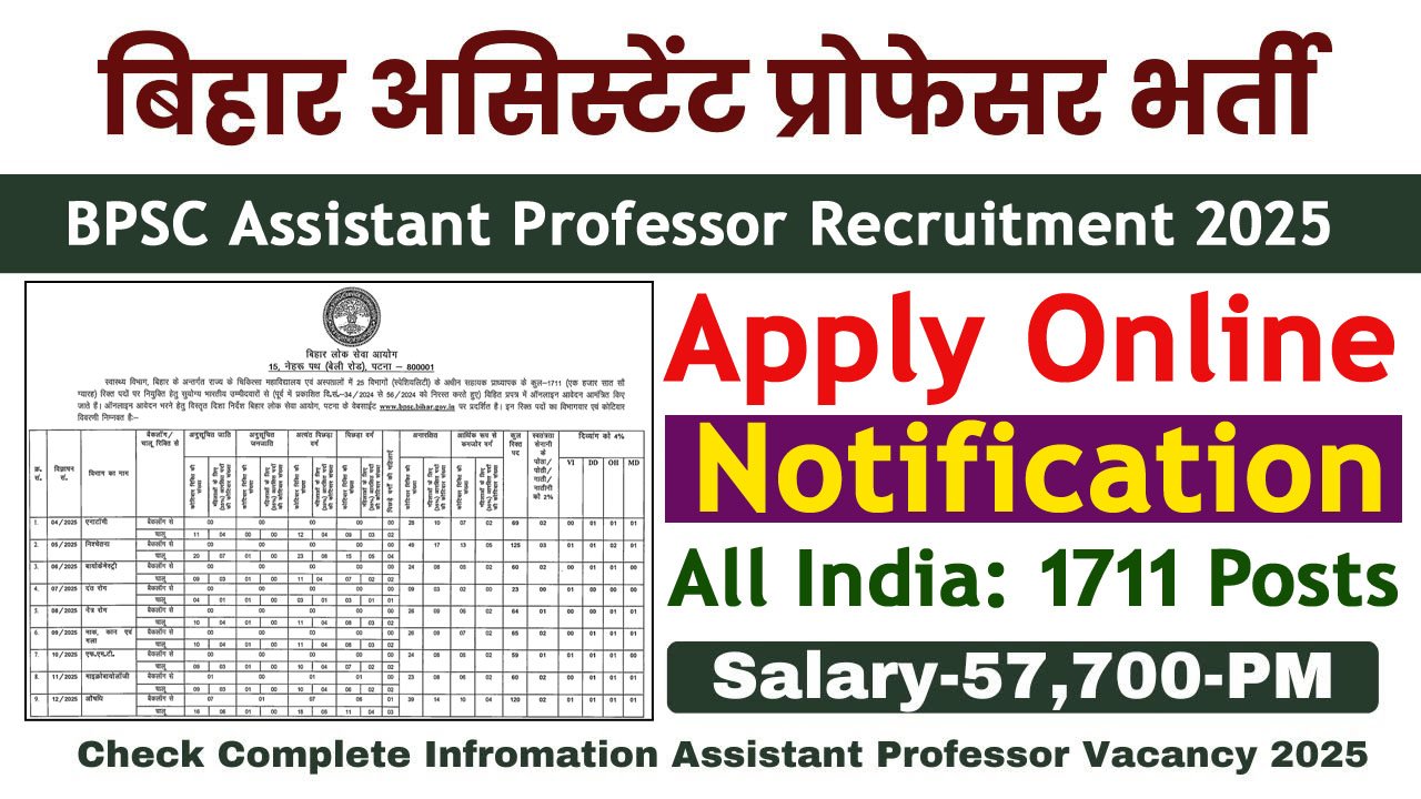 BPSC Assistant Professor Recruitment 2025