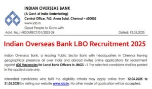 Indian Overseas Bank LBO Recruitment 2025