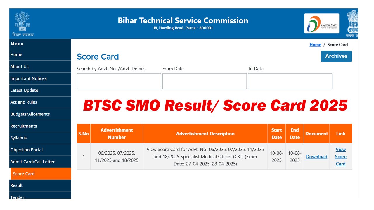 BTSC SMO Result 2025