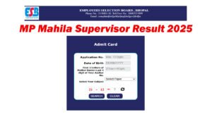 MP Mahila Supervisor Result 2025