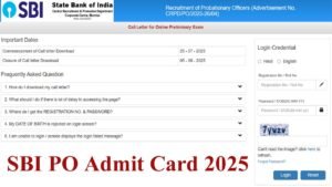 SBI PO Admit Card 2025
