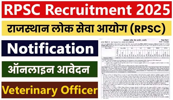 RPSC Veterinary Officer Recruitment 2025